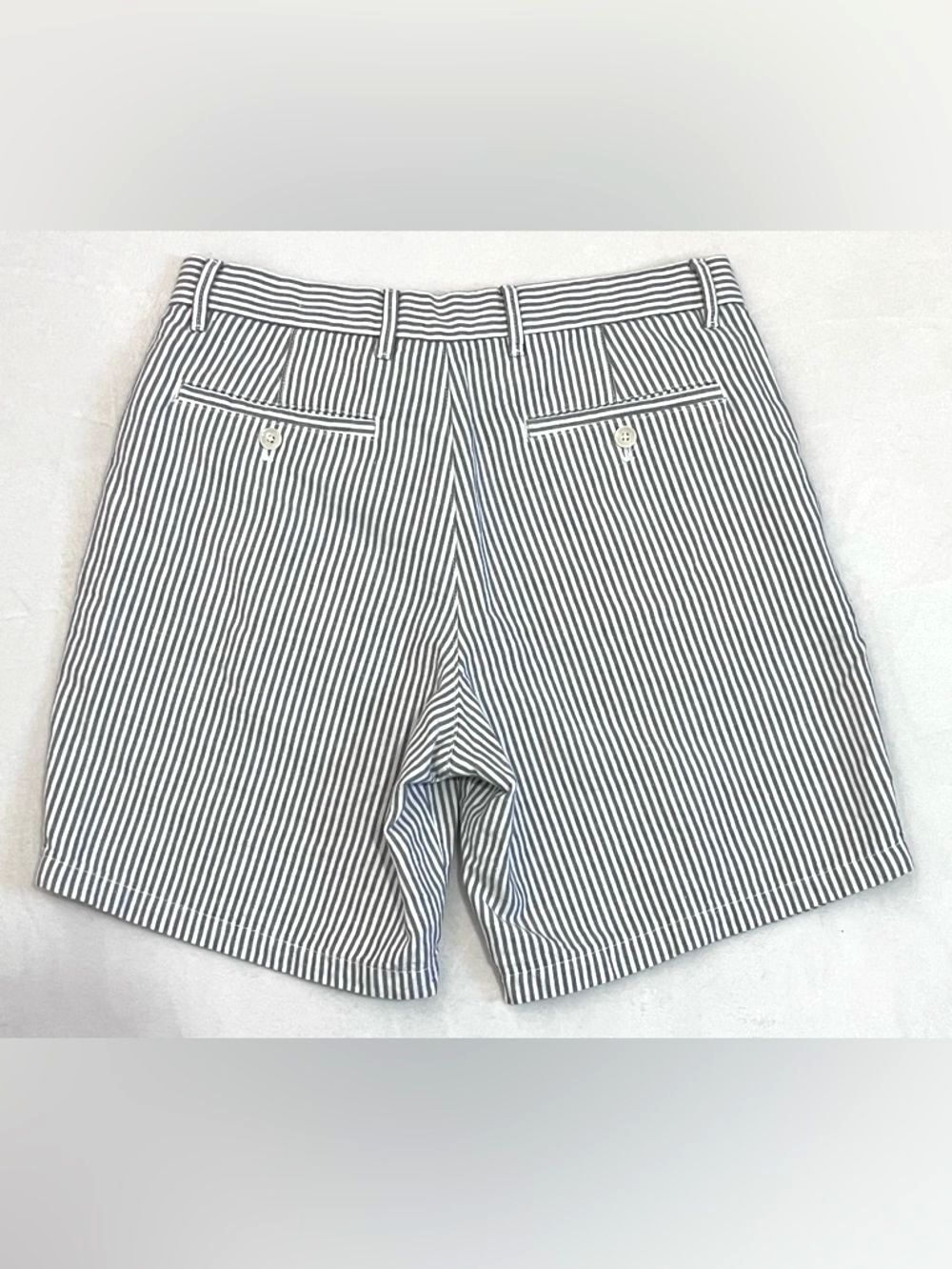 GAP Women’s Men’s Unisex Gray & White Striped 8” Cotton Shorts Size 30 w Pockets - Picture 13 of 16